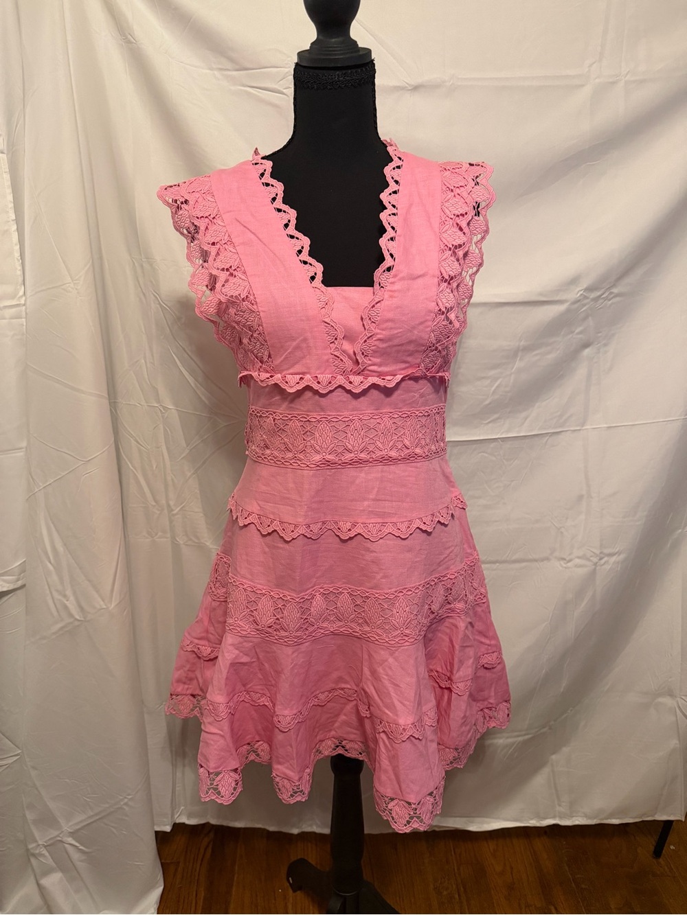 Pink Lace Trim Sundress - Women-A0005